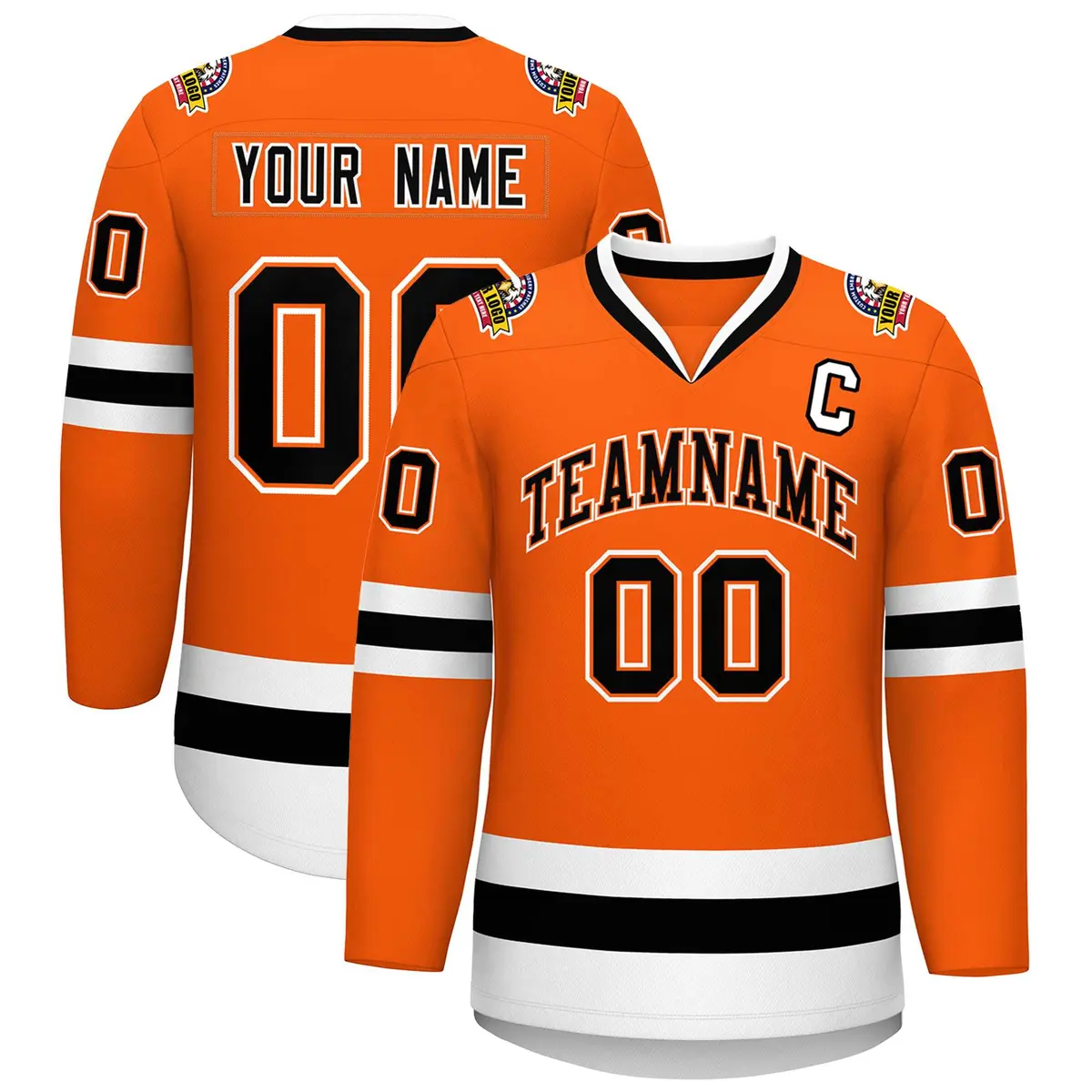 Orange Black Orange-White Classic Style Hockey Jersey