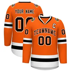 Orange Black Orange-White Classic Style Hockey Jersey 1