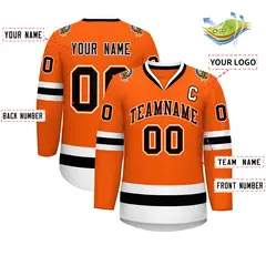 Orange Black Orange-White Classic Style Hockey Jersey 2