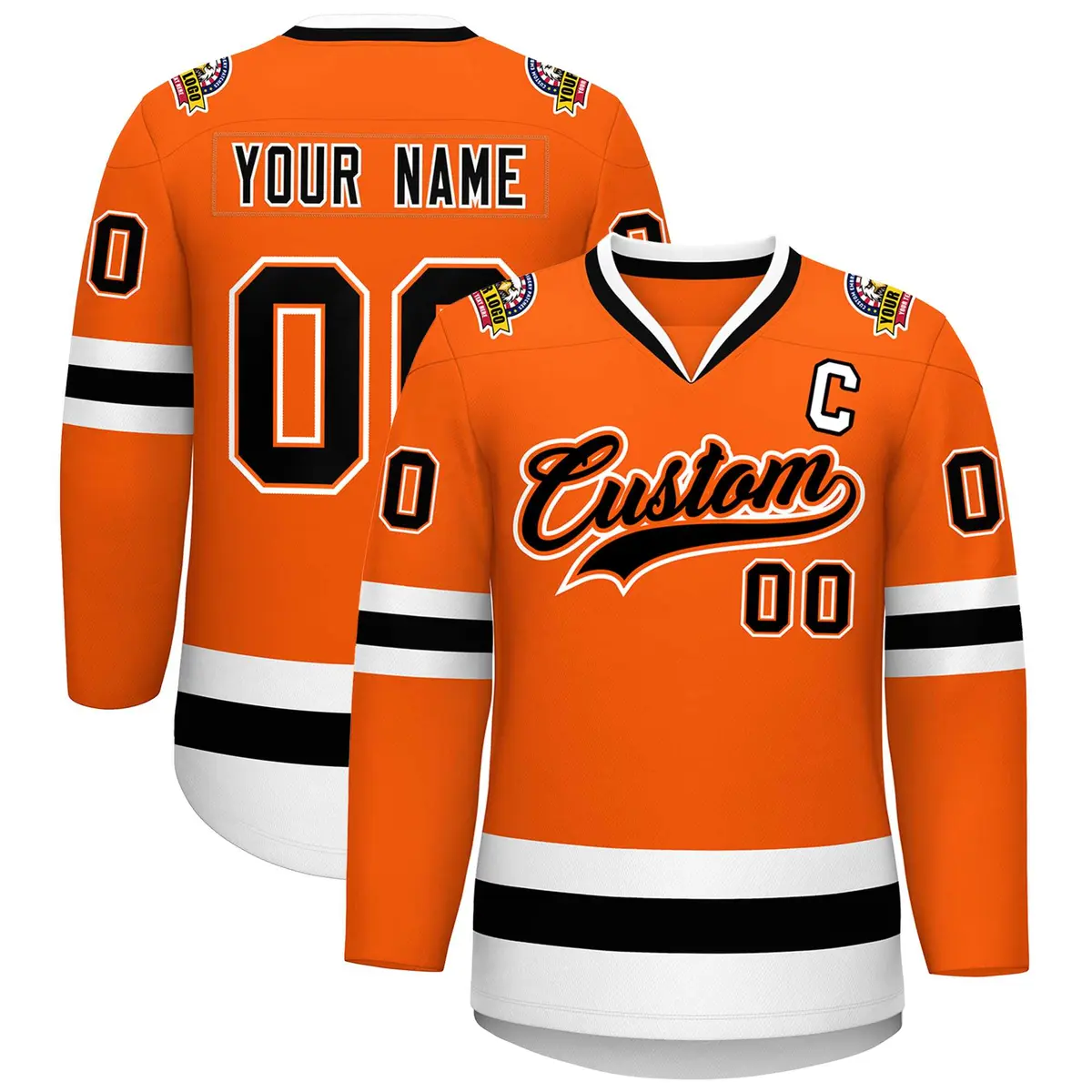 Orange Black Orange-White Classic Style Hockey Jersey