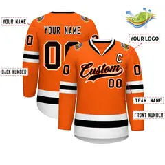 Orange Black Orange-White Classic Style Hockey Jersey 2