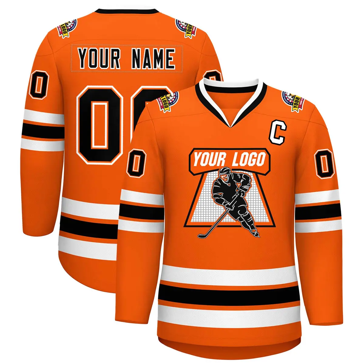 Orange Black Orange-White Classic Style Hockey Jersey