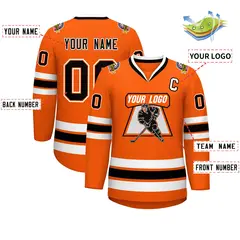 Orange Black Orange-White Classic Style Hockey Jersey 2