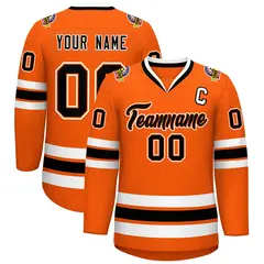 Orange Black Orange-White Classic Style Hockey Jersey