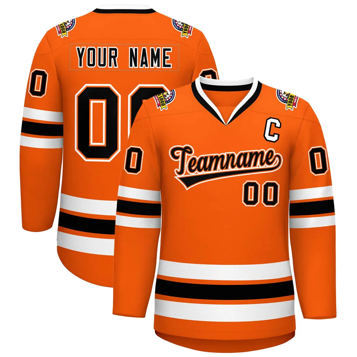 Orange Black Orange-White Classic Style Hockey Jersey