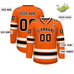 Orange Black Orange-White Classic Style Hockey Jersey 2
