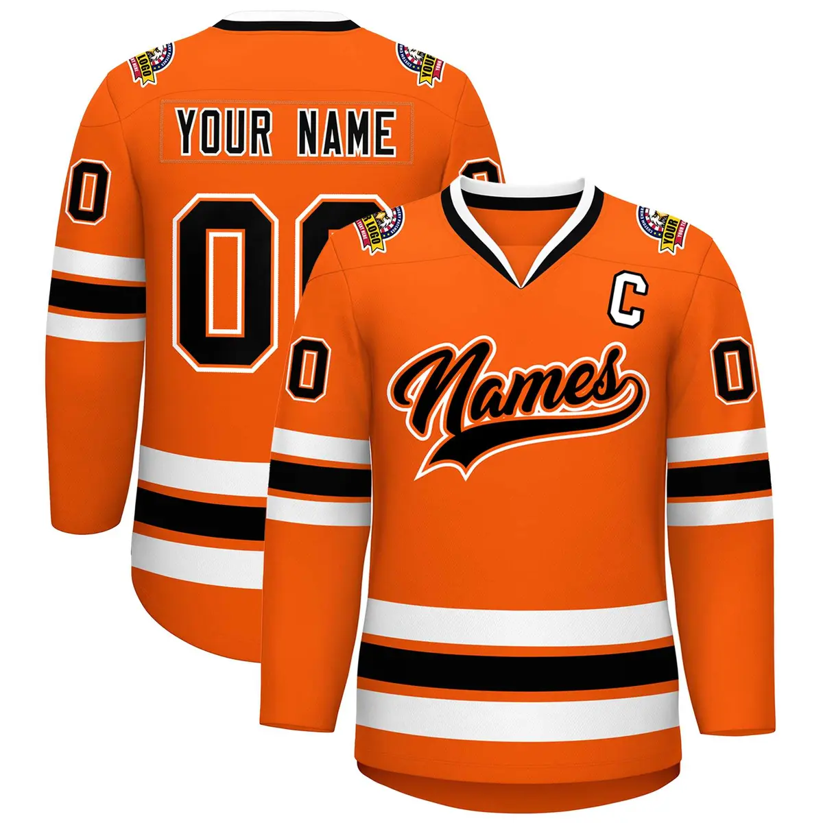 Orange Black Orange-White Classic Style Hockey Jersey
