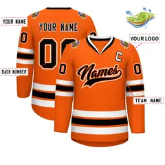 Orange Black Orange-White Classic Style Hockey Jersey 2