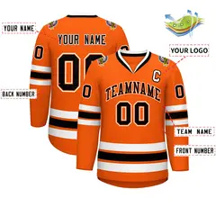 Orange Black Orange-White Classic Style Hockey Jersey 2