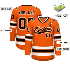 Orange Black Orange-White Classic Style Hockey Jersey 2