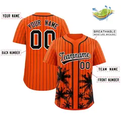 Orange Black Pinstripe Coconut Tree Baseball Jersey 2
