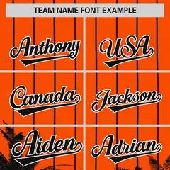 Orange Black Pinstripe Coconut Tree Baseball Jersey 3