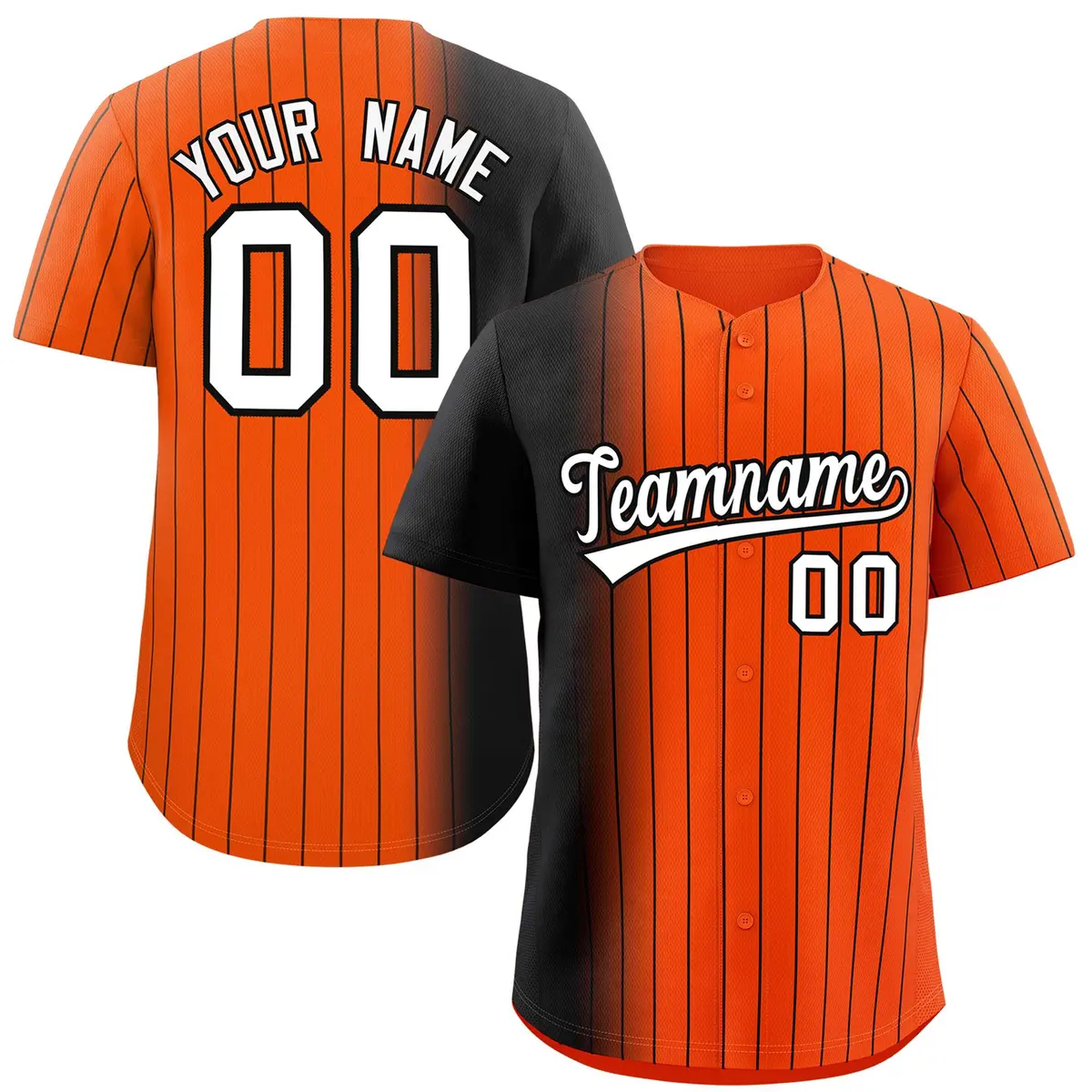 Orange Black Pinstripe Gradient Baseball Jersey