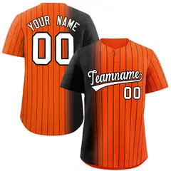 Orange Black Pinstripe Gradient Baseball Jersey 1