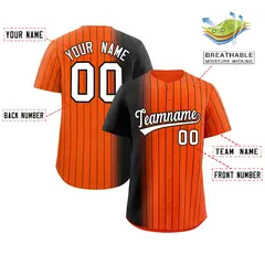Orange Black Pinstripe Gradient Baseball Jersey 2