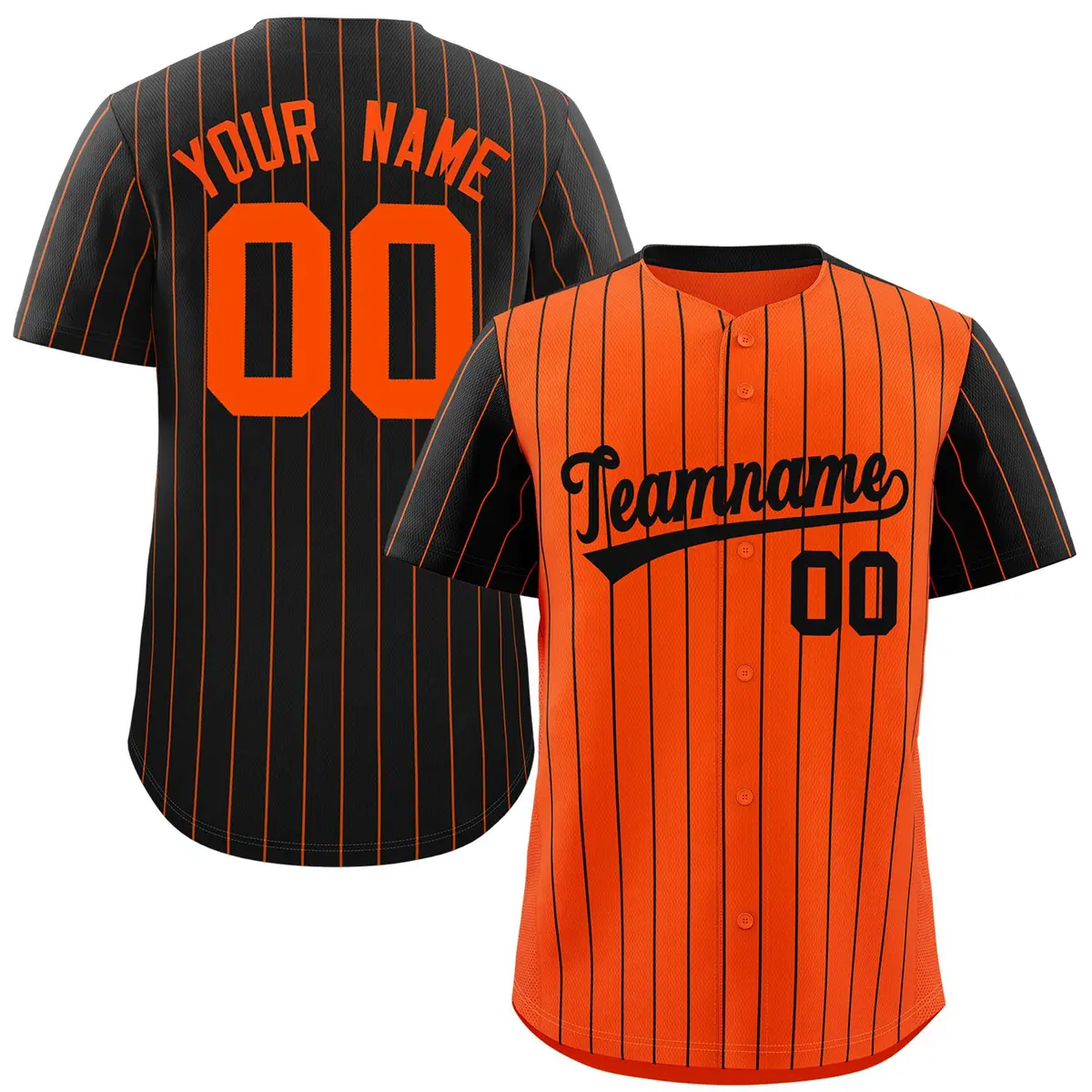 Orange Black Pinstripe Raglan Baseball Jersey