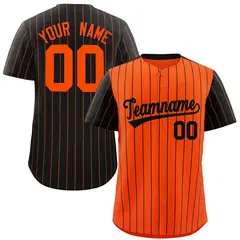 Orange Black Pinstripe Raglan Baseball Jersey 1