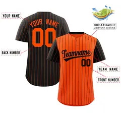 Orange Black Pinstripe Raglan Baseball Jersey 2