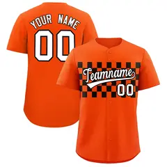 Orange Black Plaid Fashion Authentic Baseball Jersey 1