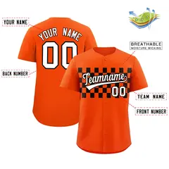 Orange Black Plaid Fashion Authentic Baseball Jersey 2