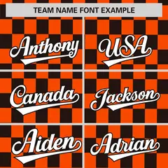 Orange Black Plaid Fashion Authentic Baseball Jersey 3