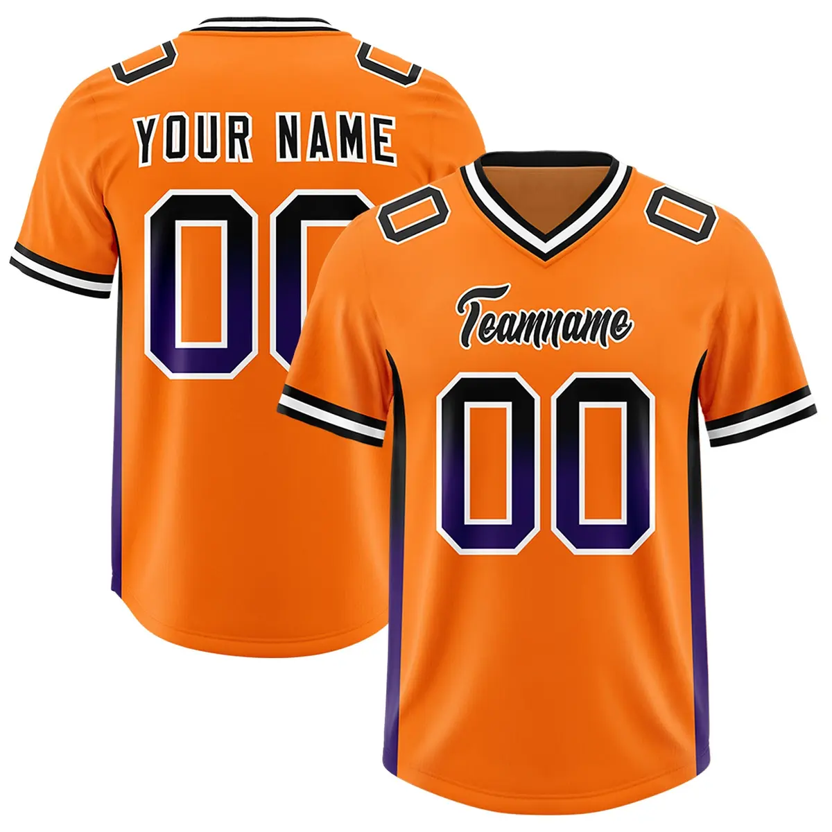 Orange Black Purple Gradient Sides Football Jersey
