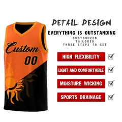 Orange Black Radiant Sun Two Tone Basketball Jersey 3