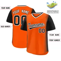 Orange Black Raglan Pullover Authentic Baseball Jersey 2