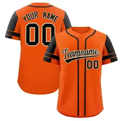 Orange Black Raglan Sleeves Authentic Baseball Jersey