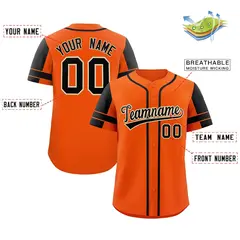 Orange Black Raglan Sleeves Authentic Baseball Jersey 2