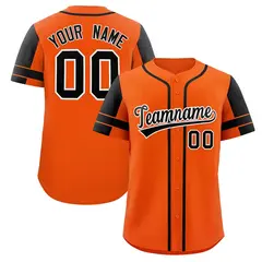 Orange Black Raglan Sleeves Authentic Baseball Jersey 1