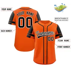 Orange Black Raglan Sleeves Authentic Baseball Jersey 2