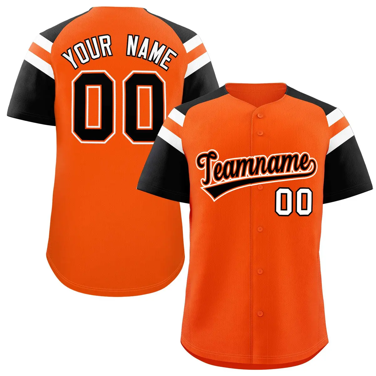 Orange Black Raglan Sleeves Contrast Baseball Jersey