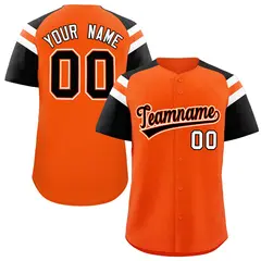 Orange Black Raglan Sleeves Contrast Baseball Jersey