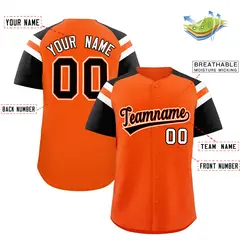 Orange Black Raglan Sleeves Contrast Baseball Jersey 2