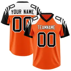 Orange Black Raglan Sleeves Pattern Football Jersey
