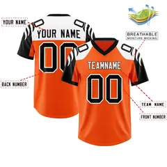 Orange Black Raglan Sleeves Pattern Football Jersey 2