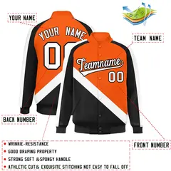 Orange Black Raglan Varsity Letterman Baseball Jacket 2