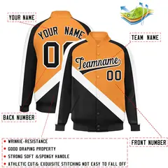 Orange Black Raglan Varsity Letterman Baseball Jacket 2