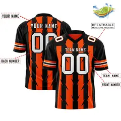 Orange Black Razr Stripe Graffiti Flag Football Jersey 2