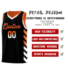 Orange Black Reversible Basketball Kits - Side Arrow Black White Gradient 3