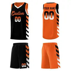 Orange Black Reversible Basketball Kits - Side Arrow Black White Gradient 5