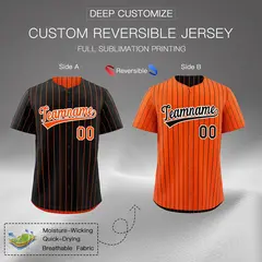 Orange Black Reversible Stripe Baseball Jersey 2