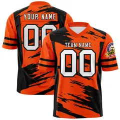 Orange Black Scratch Pattern Authentic Football Jersey 1