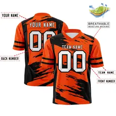Orange Black Scratch Pattern Authentic Football Jersey 2