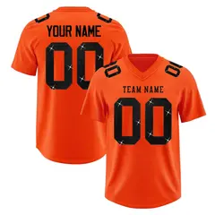 Orange Black Sequin Lettering Football Jersey 1