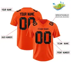 Orange Black Sequin Lettering Football Jersey 2