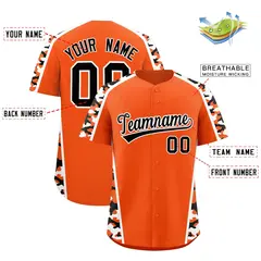Orange Black Side Camo Baseball Jersey 2