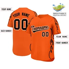 Orange Black Side Flame Outline Baseball Jersey 2