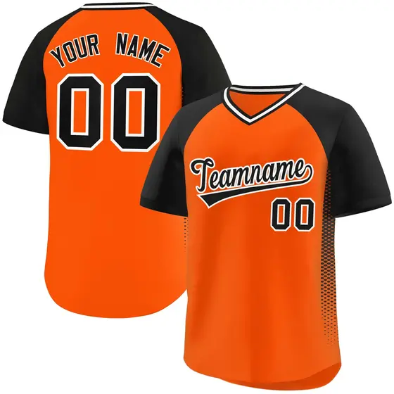 Orange Black Side Spot Raglan Pullover Baseball Jersey